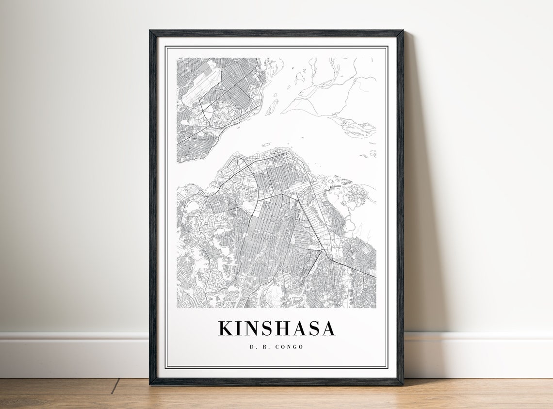 Kinshasa DR Congo Minimalist Black and White City Map Sketch Poster - Image 5