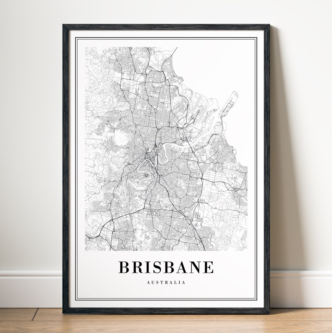 Brisbane Map Print, Minimal Black And White Poster - Image 5