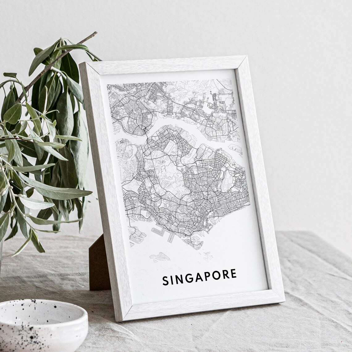 Singapore Map Poster, Black and White Travel Print - Image 4