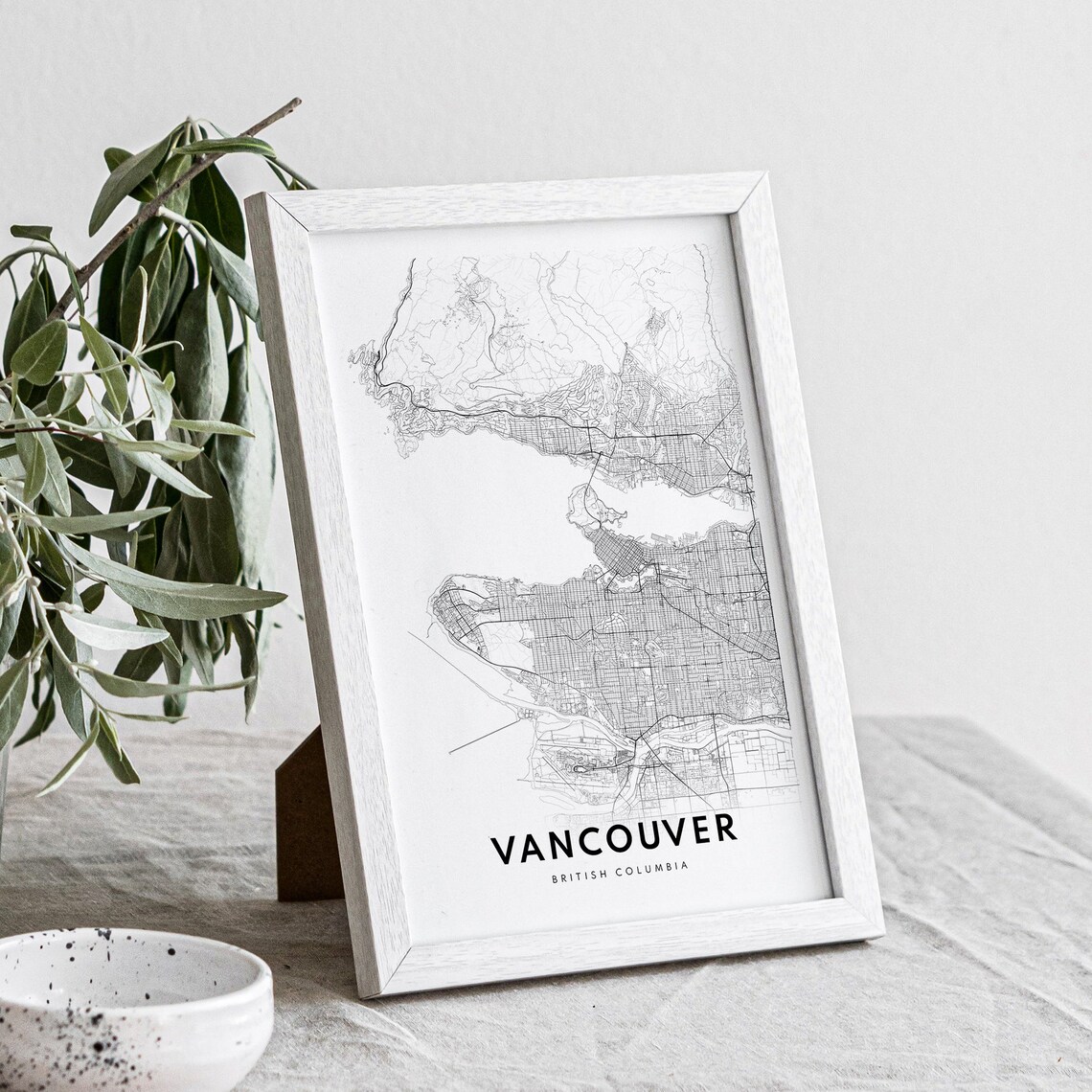 Vancouver Canada Map Art Print, Black And White - Image 4