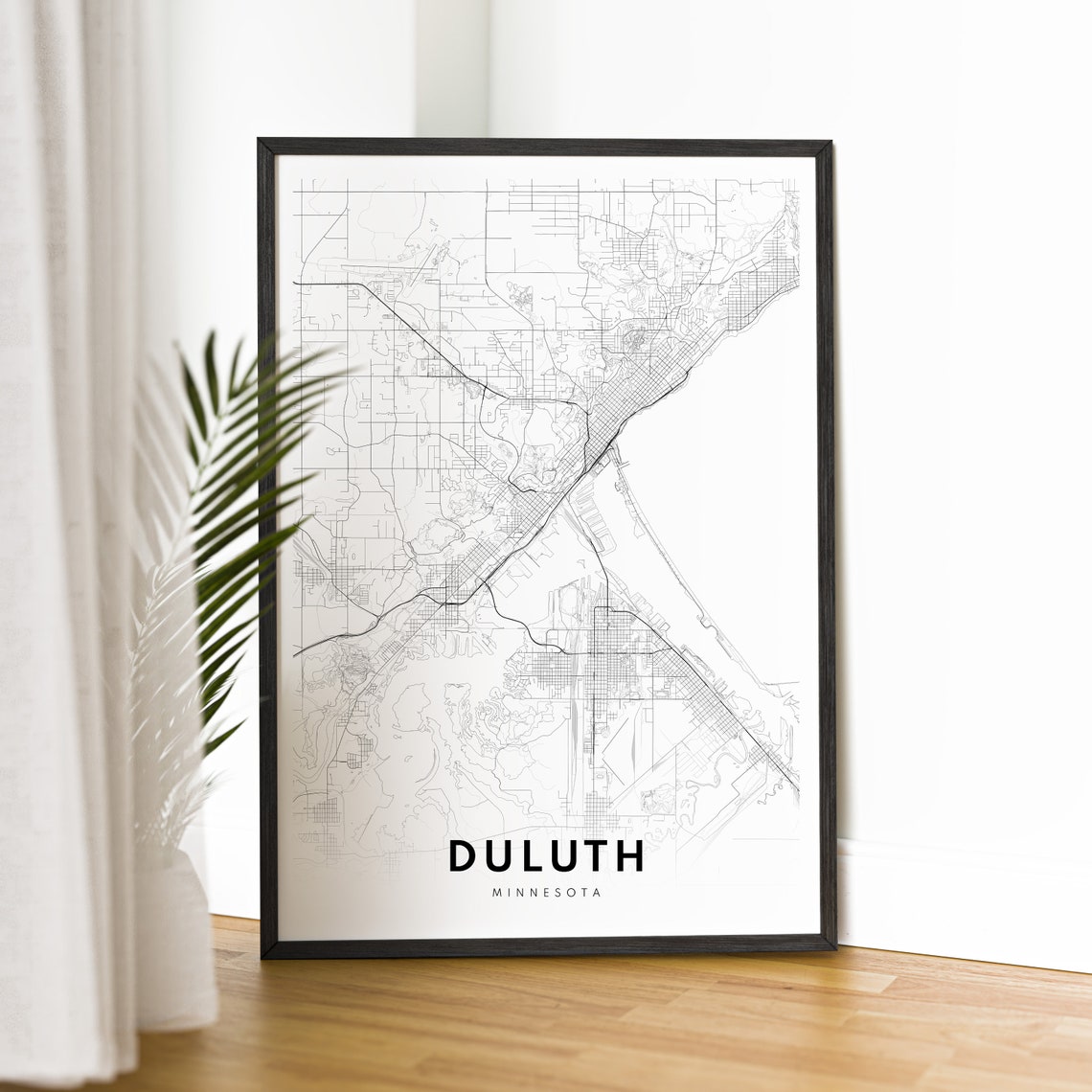 Duluth Minnesota Street Map Minimalist Black and White Print - Image 2