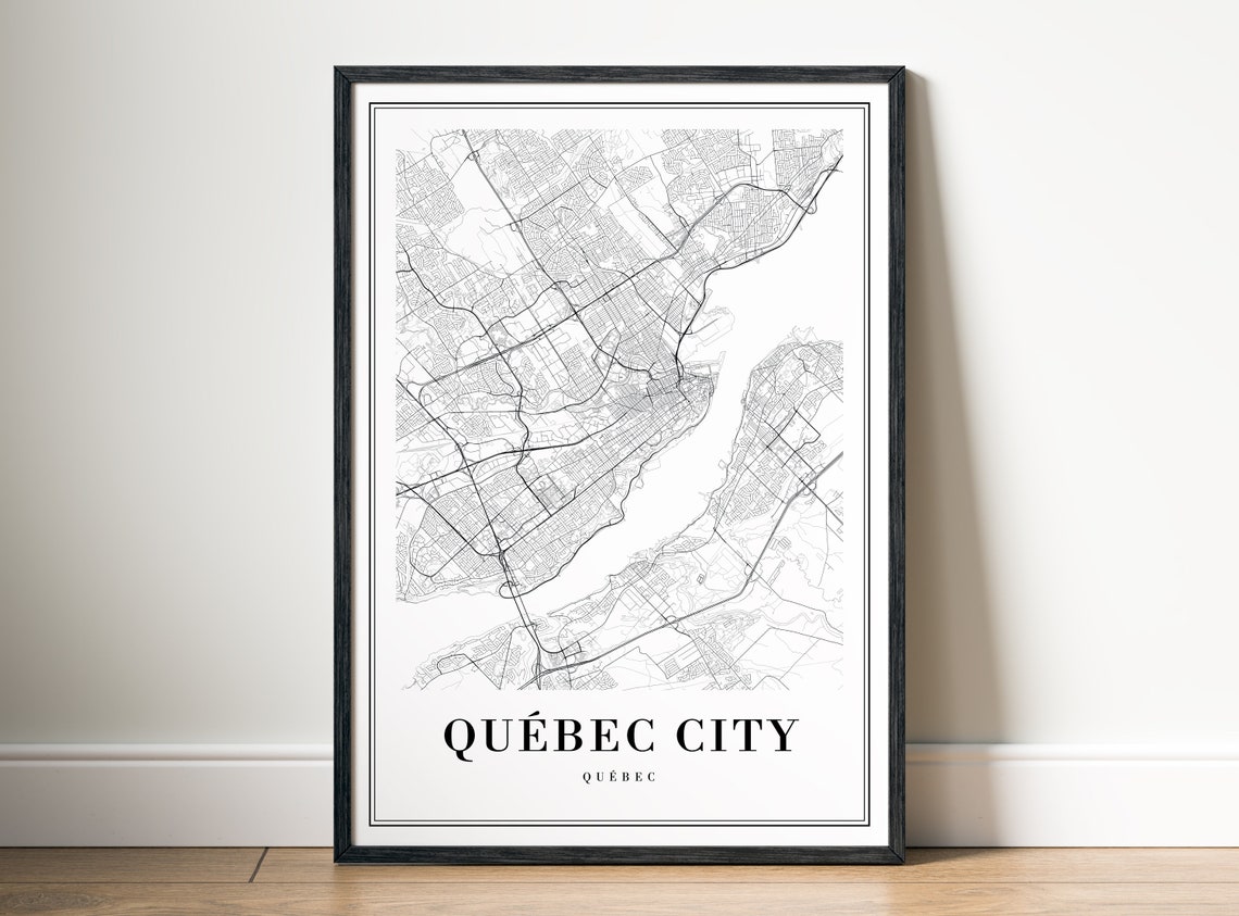Minimalist Quebec City Black and White Street Map Poster Canada - Image 5