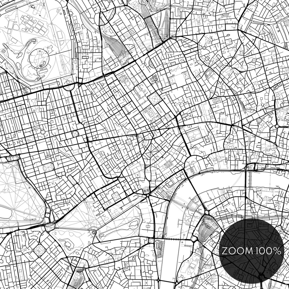 London Map Poster, Black And White City Map - Image 2