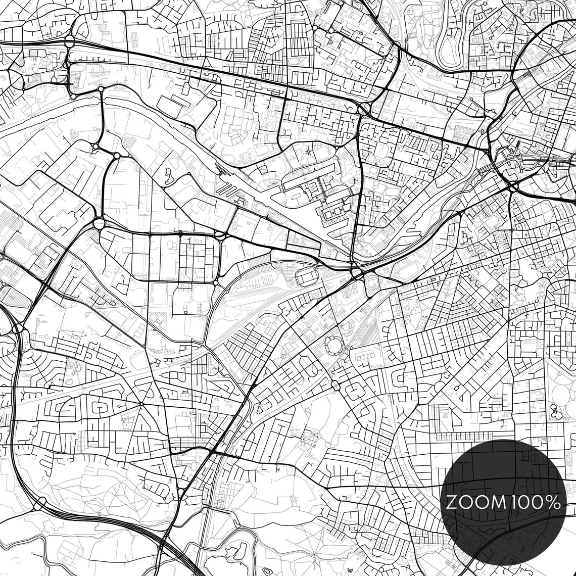 Manchester England Map Print, Black and White Map Art - Image 2