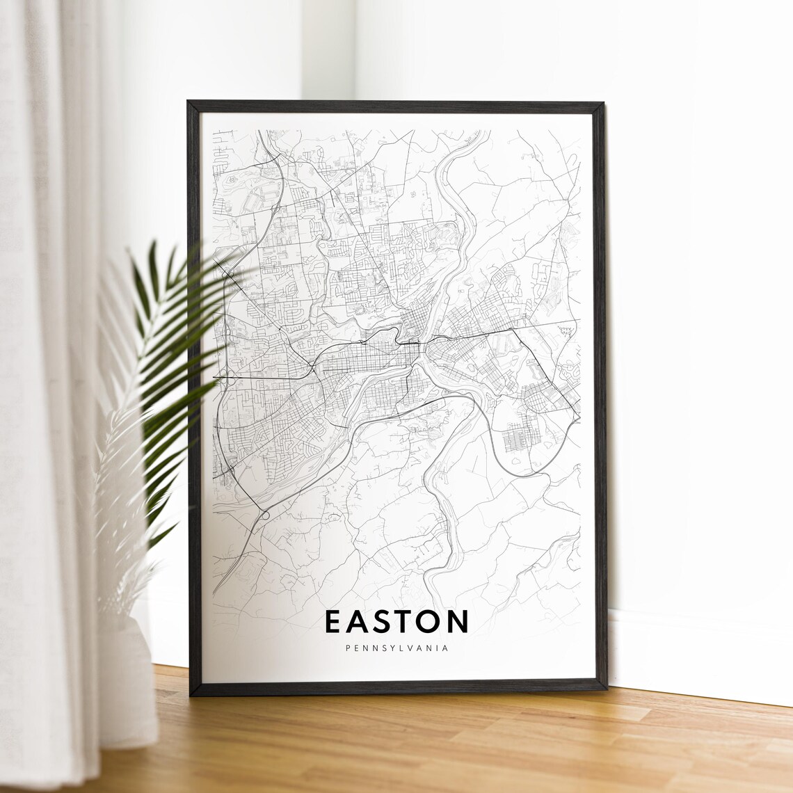 Easton Pennsylvania Minimalist City Street Map Line Art Travel Poster - Image 2