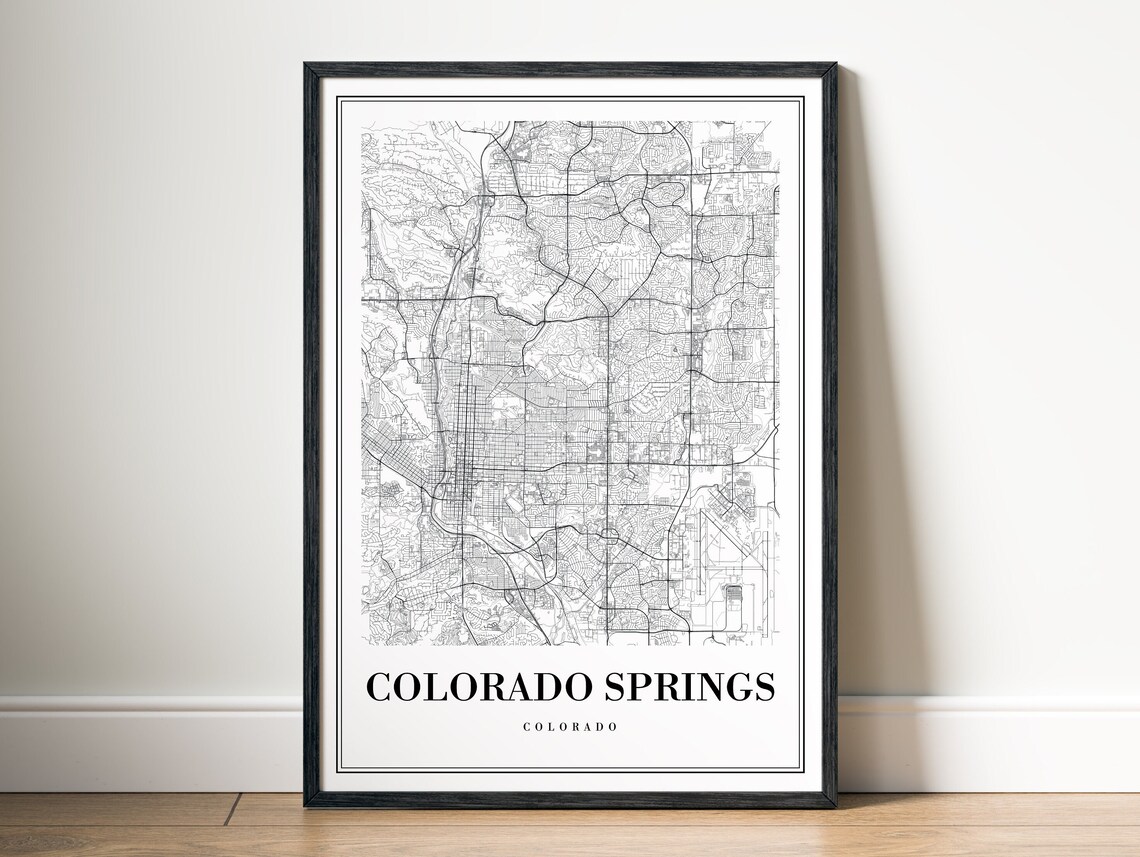 Colorado Springs Minimalist Black and White City Street Map Poster - Image 5
