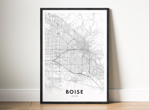 Boise Idaho City Map Print Minimalist Black White Wall Art
