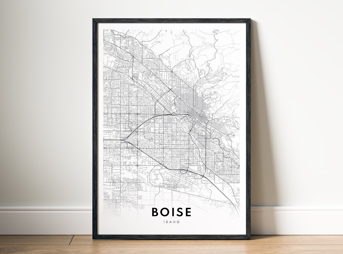 Boise Idaho City Map Print Minimalist Black White Wall Art