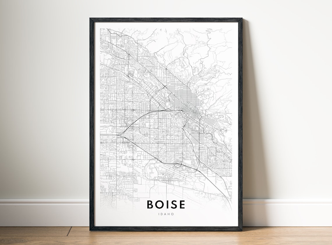 Boise Idaho Downtown City Street Map Minimalist Black White Poster