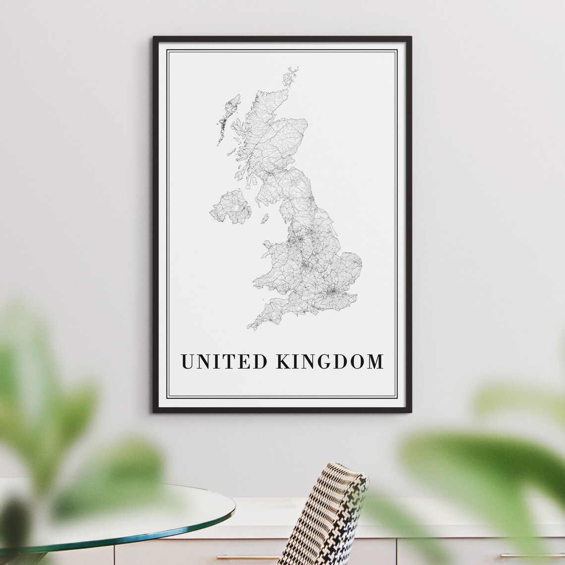 United Kingdom Map, Black And White Travel Poster - Image 3