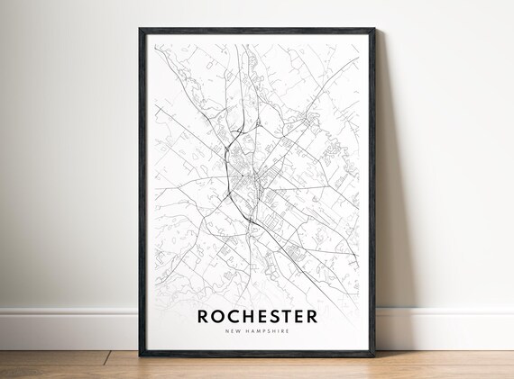 Rochester Nh City Map Poster New Hampshire Minimalistic Black And White