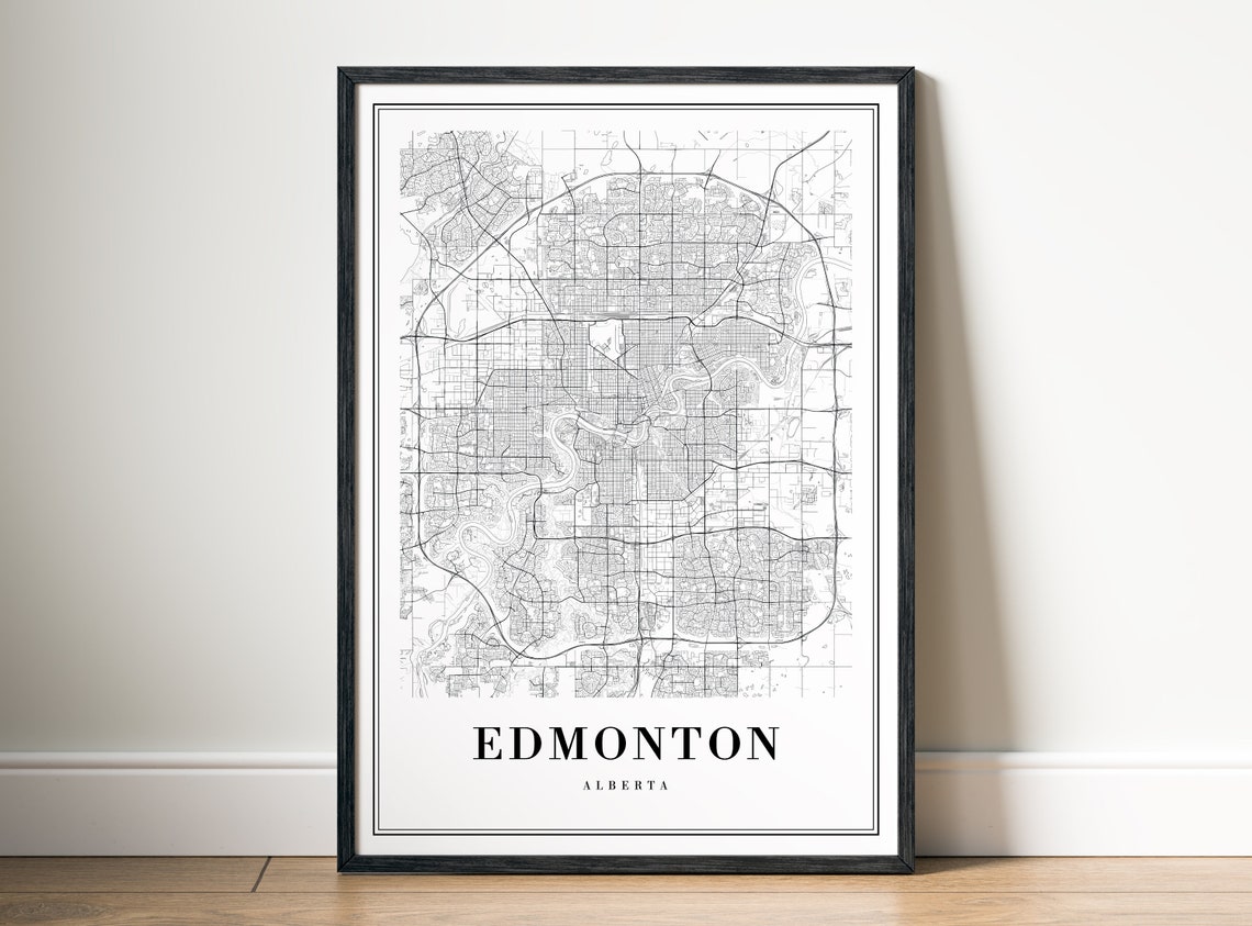 Minimalist Edmonton Alberta Black and White Street Map Poster - Image 5