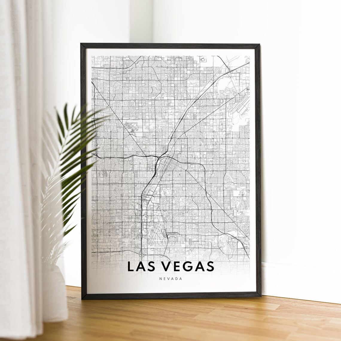 Las Vegas Map Art Print, Black And White Sketch - Image 2