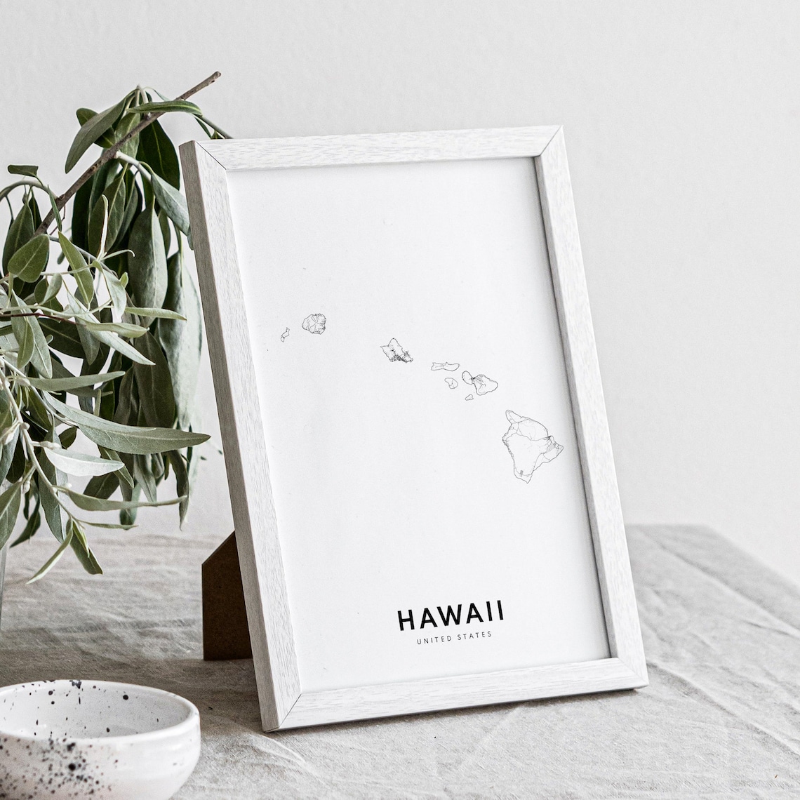 Hawaii State Map, Black and White Travel Poster - Image 2