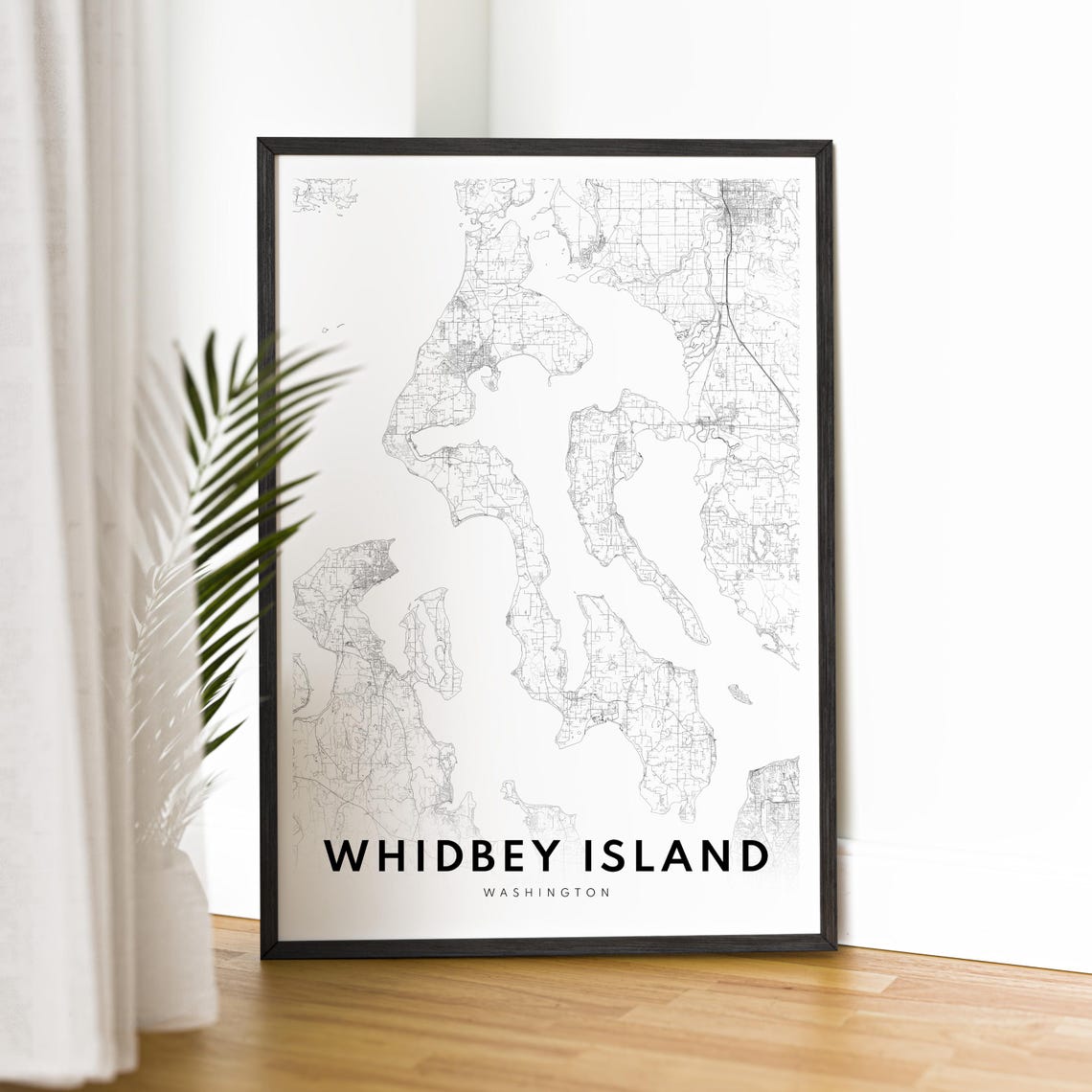 Whidbey Island Washington Puget Sound Minimalist Island Map Poster - Image 2