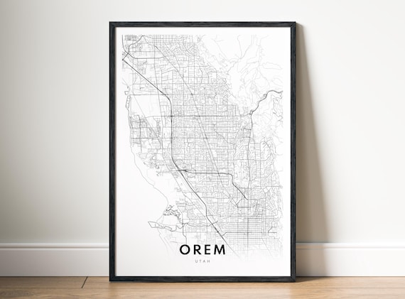 Orem Utah City Map Poster Black And White Minimalistic Print