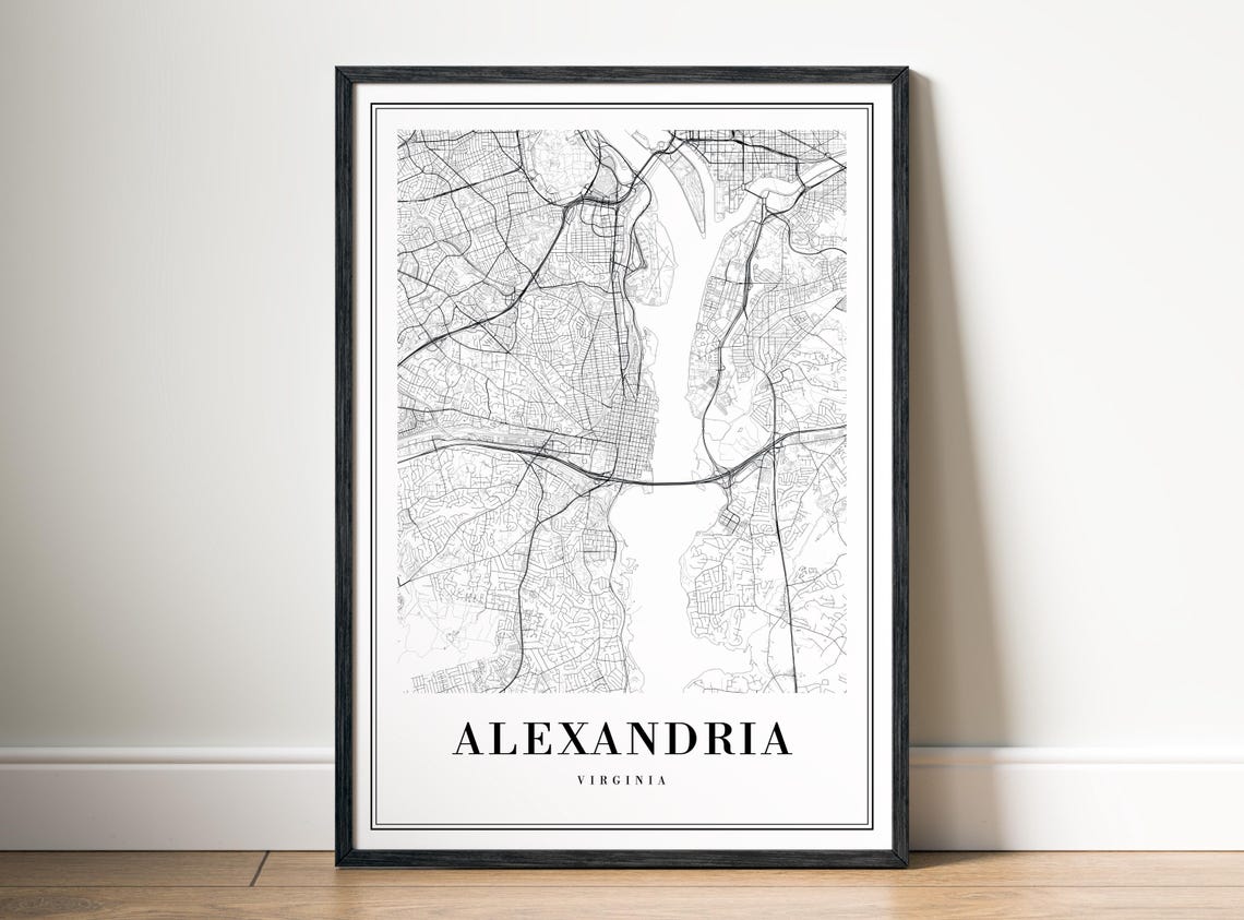 Alexandria Virginia Black And White Classic Street Map Line Art Poster - Image 5