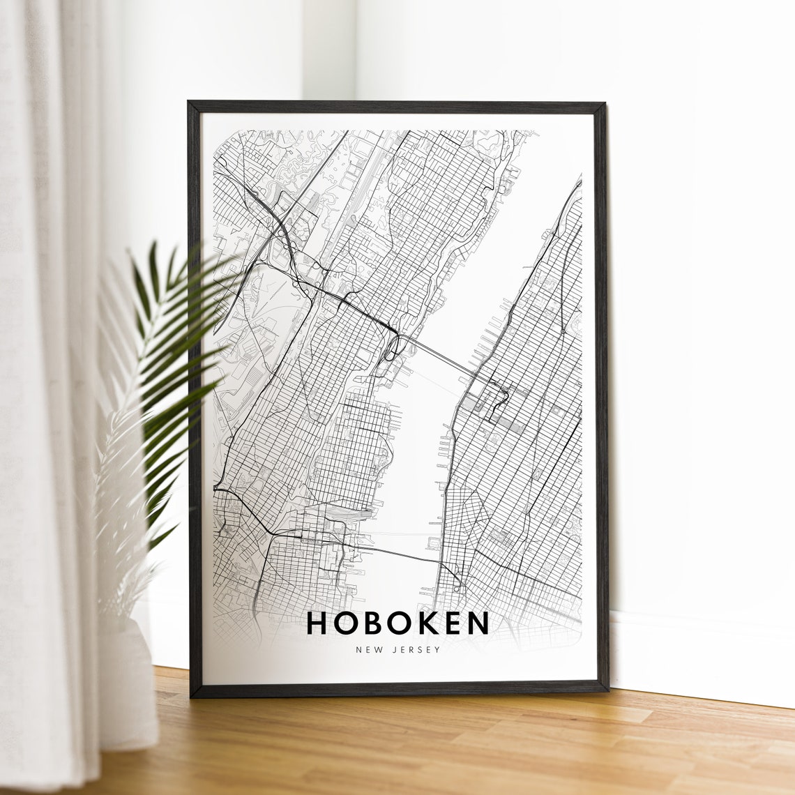 Hoboken New Jersey City Street Map Fine Minimal Line Art Print - Image 2