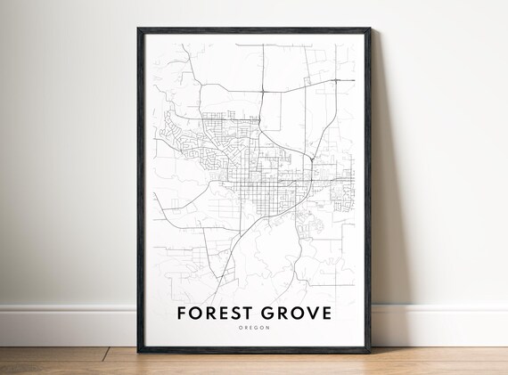 Forest Grove City Map Poster Oregon Black And White Minimalistic