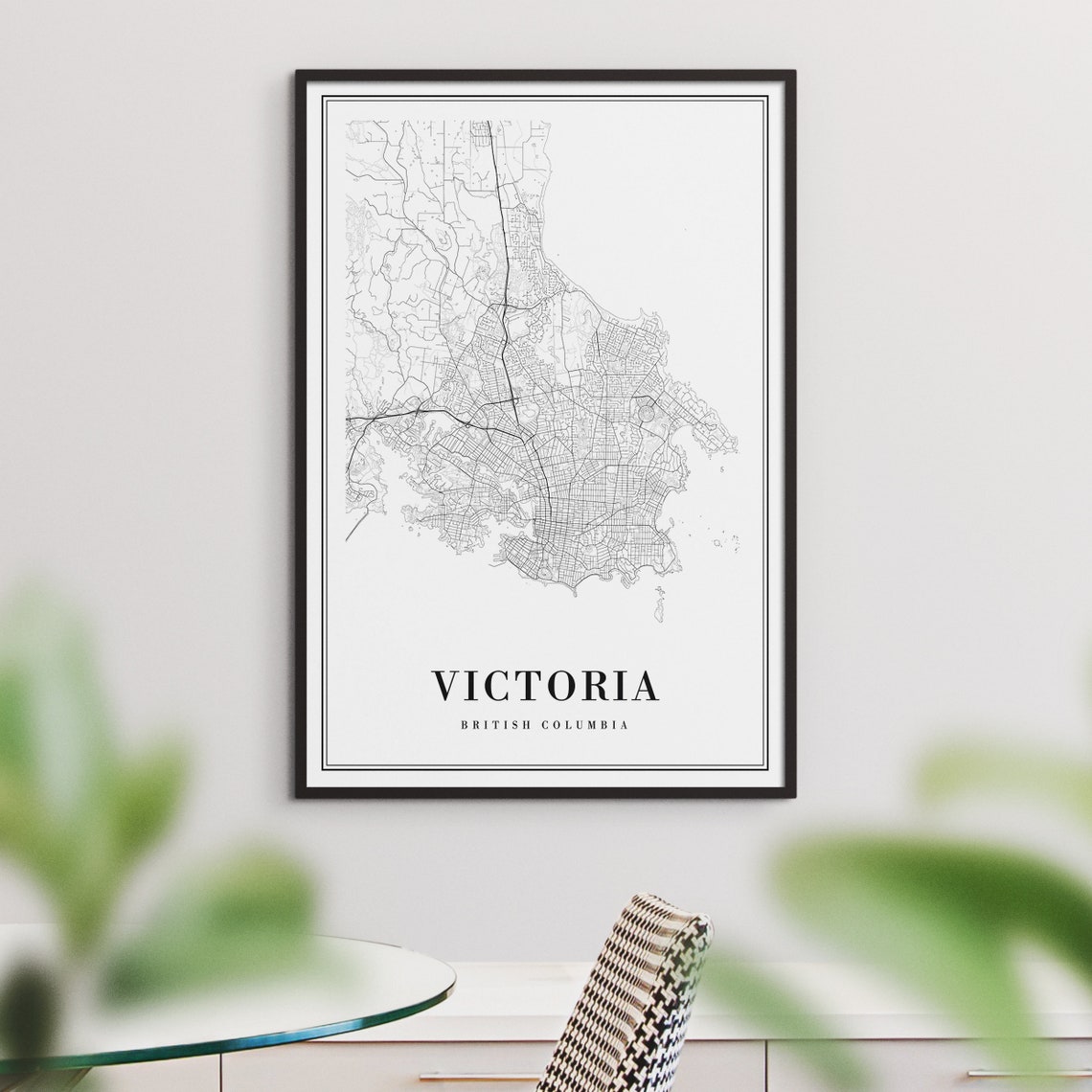 Minimalist Victoria British Columbia Black and White Map Poster - Image 3