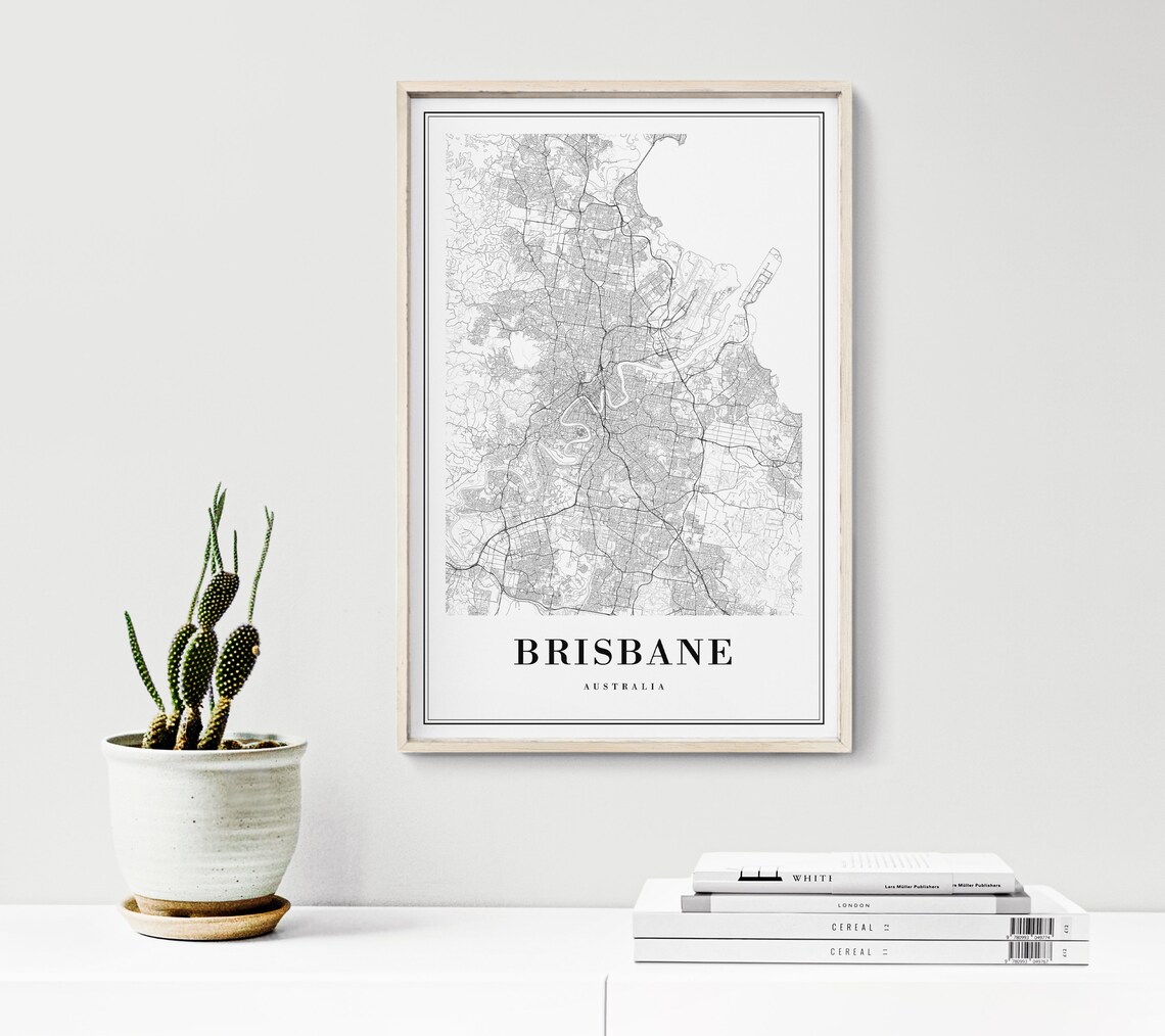 Brisbane Map Print, Minimal Black And White Poster - Image 3