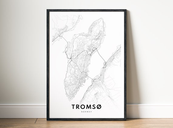 Troms Norway Map Poster, Black And White Travel Poster