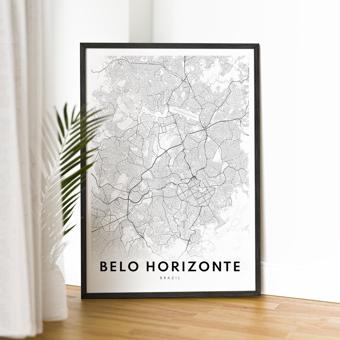 Belo Horizonte Brazil Black and White City Street Map Poster - Image 4