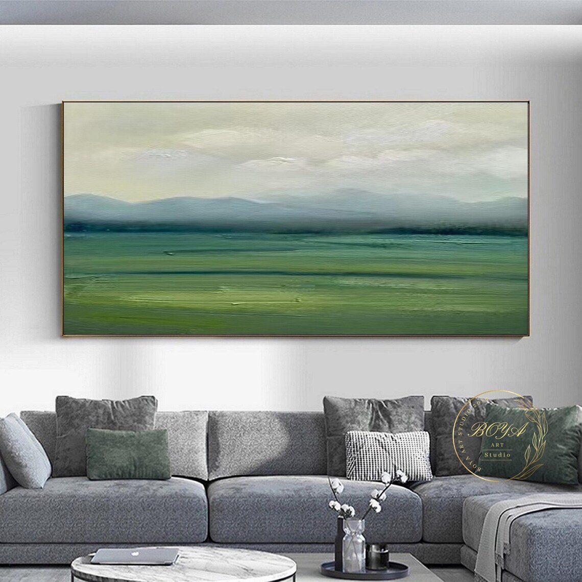 Green Abstract Landscape, Minimalist Art Print