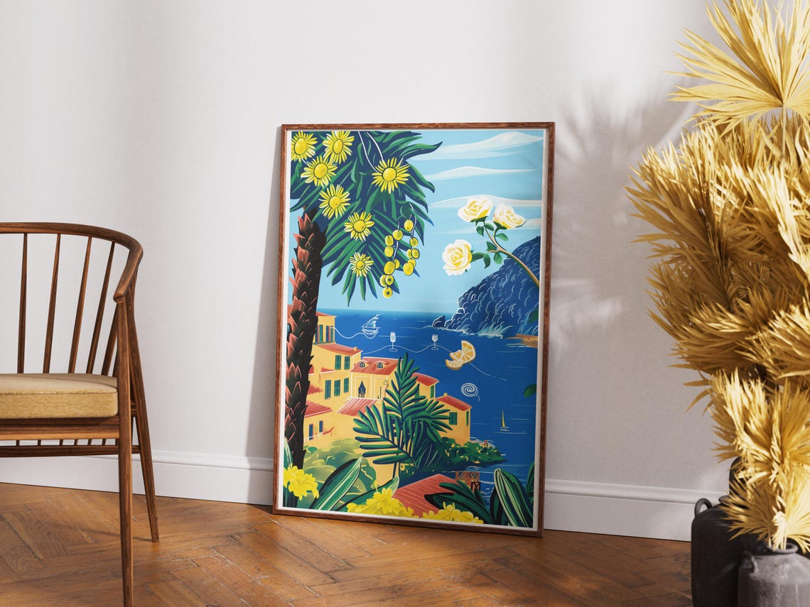 Amalfi Coast Lemon Groves Botanical Vintage Travel Seaside Poster - Image 4
