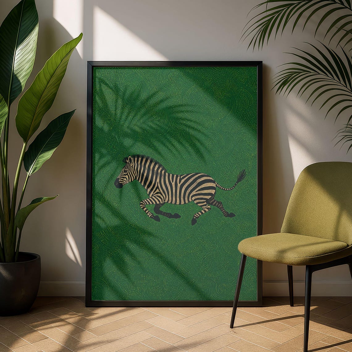 Zebra Emerald Green Pattern Safari Modern Wildlife Art Poster