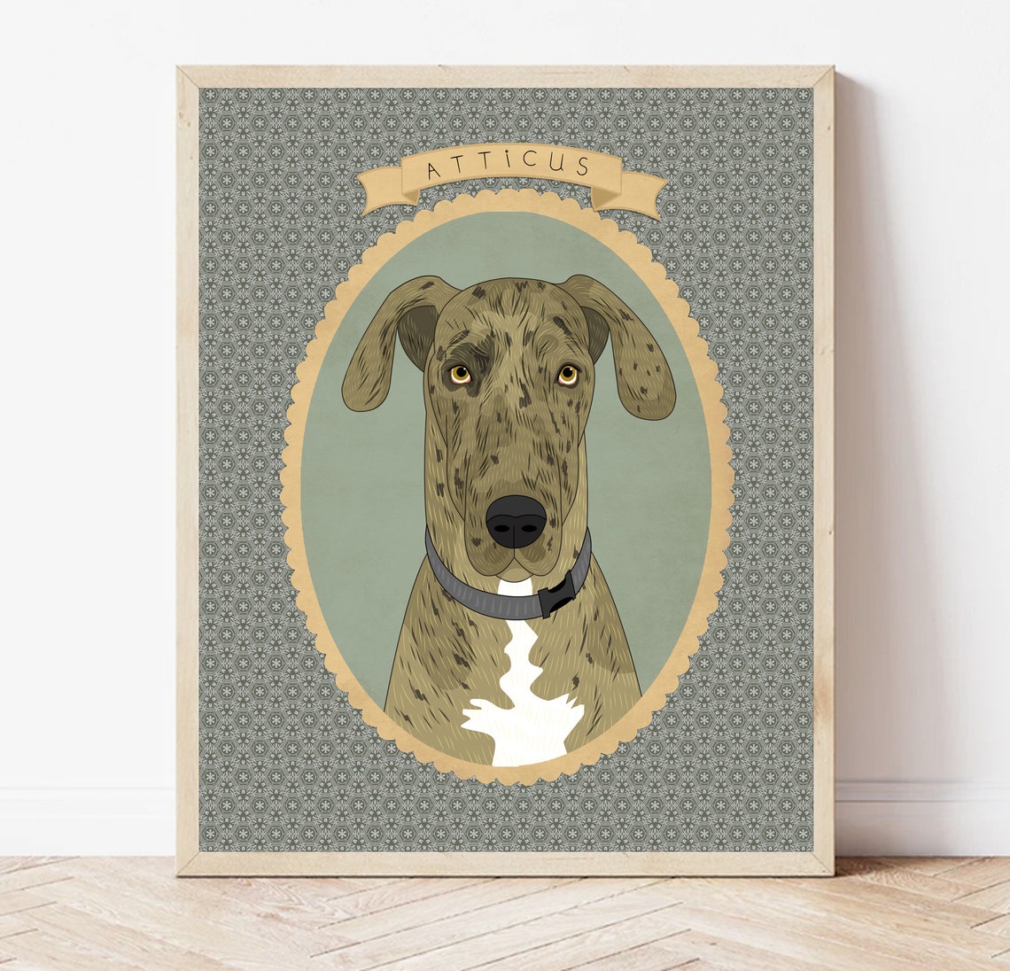 Toby Wire Haired Terrier Vintage Patterned Named Portrait Poster - Image 4