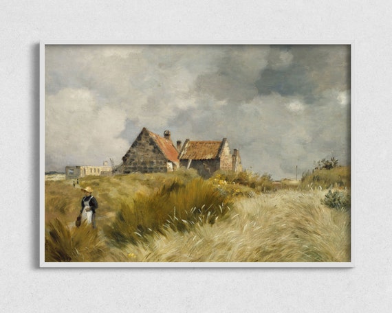 Vintage Artwork Landscape Wall Art Print Antique Cottage Painting Artwork