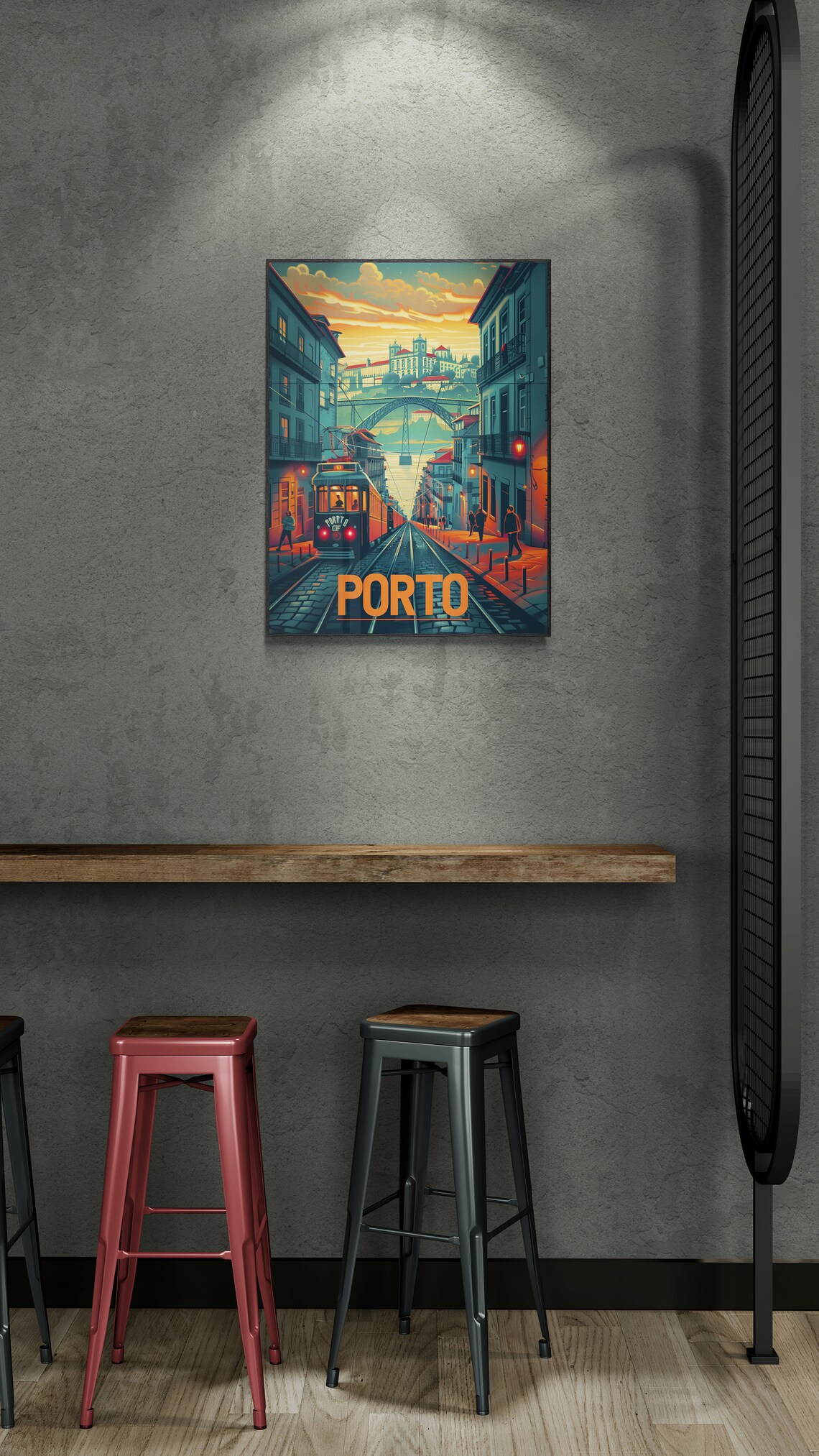 Porto Tram Night Street Douro Sunset Vintage Portugal Poster Art - Image 4