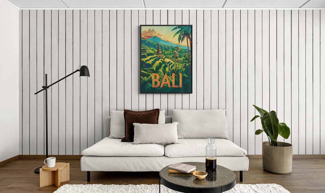 Bali Rice Terraces Temple Volcano Lush Green Indonesia Travel Poster - Image 4