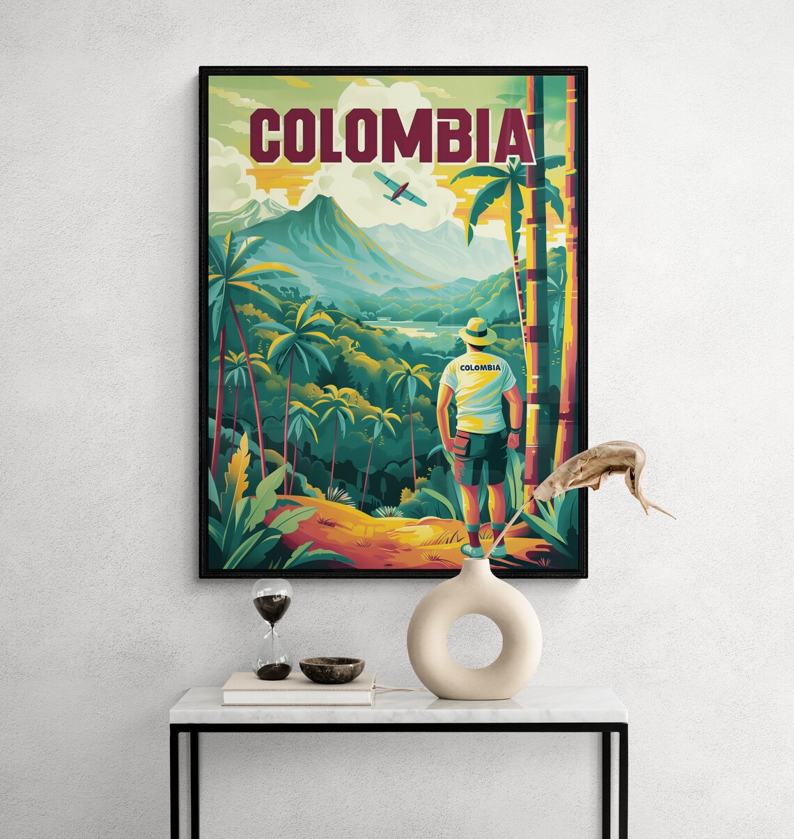 Colombia Mountain Palms Traveler Adventure Retro Travel Poster