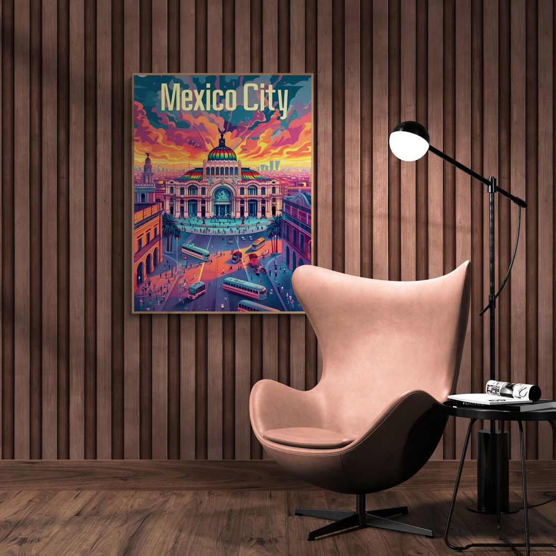 Mexico City Palacio Bellas Artes Sunset Colorful Travel Poster - Image 5