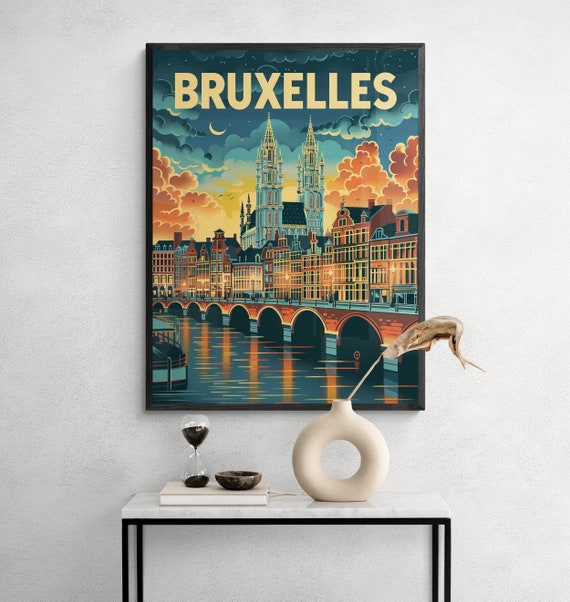 Brussels Travel Poster File Vintage Wall Art Unique Home Decor Best Gift For Travelers