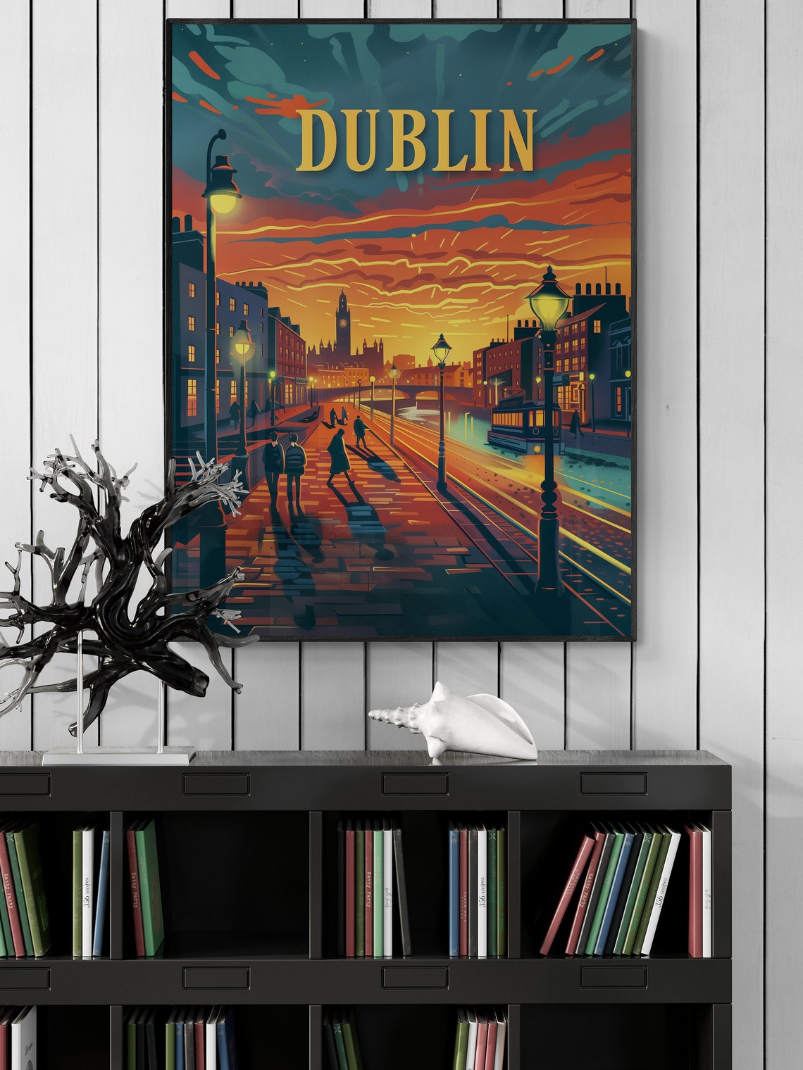Dublin Lamplit Riverside Street Sunset Ireland Travel Poster - Image 2