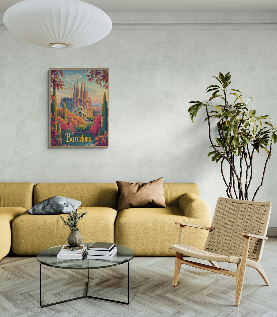 Barcelona Sagrada Familia Autumn Trees Vintage Spain Park Poster - Image 5