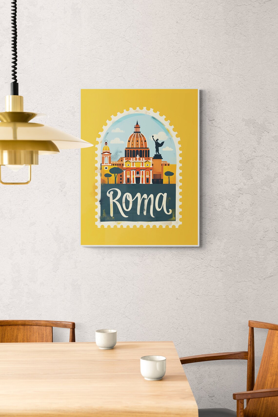 Rome St Peters Basilica Arch Stamp Vintage Italy Travel Poster - Image 4