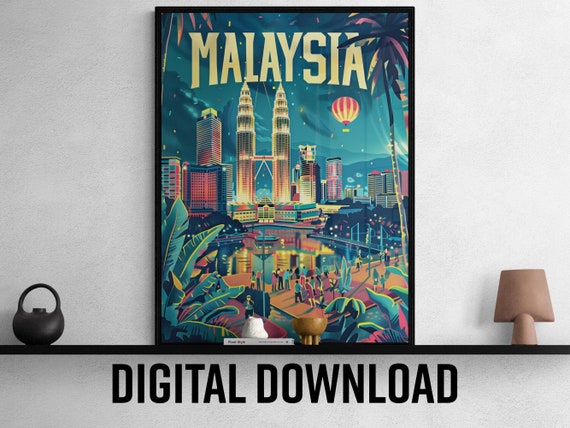 Malaysia Travel Poster Print Colorful Home Decor Ideal For Travel Enthusiasts Gift