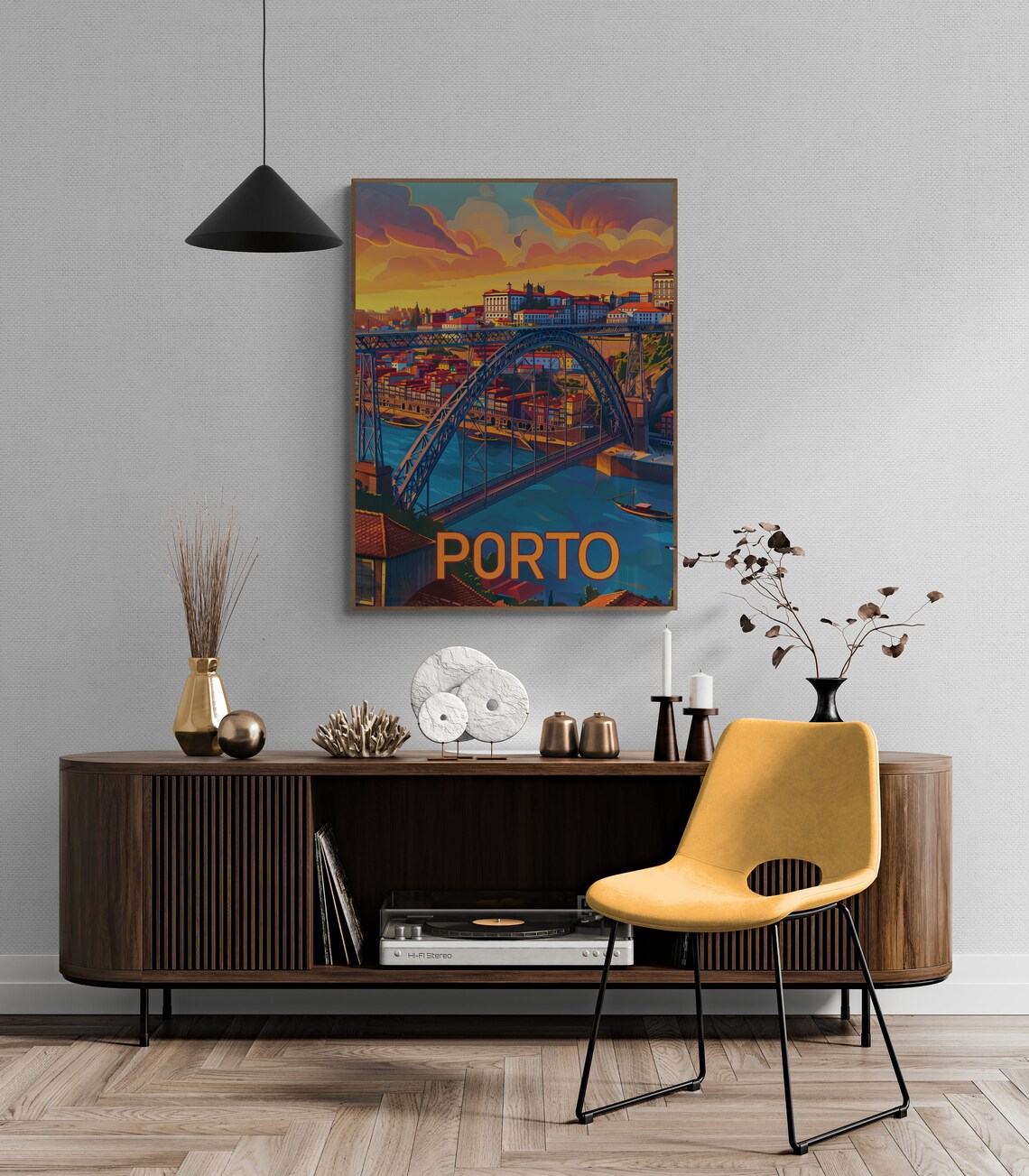 Porto Dom Luis Iron Bridge Sunset Douro River Vintage Poster Art - Image 5