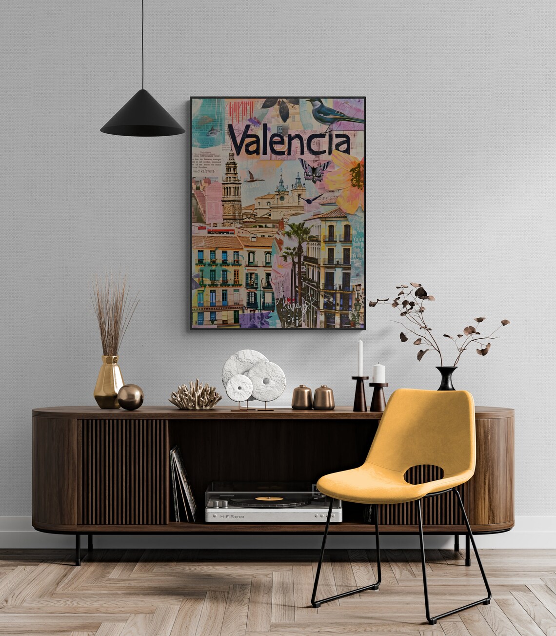 Valencia Old Town Bell Tower Butterfly Flowers Collage Travel Poster - Image 5