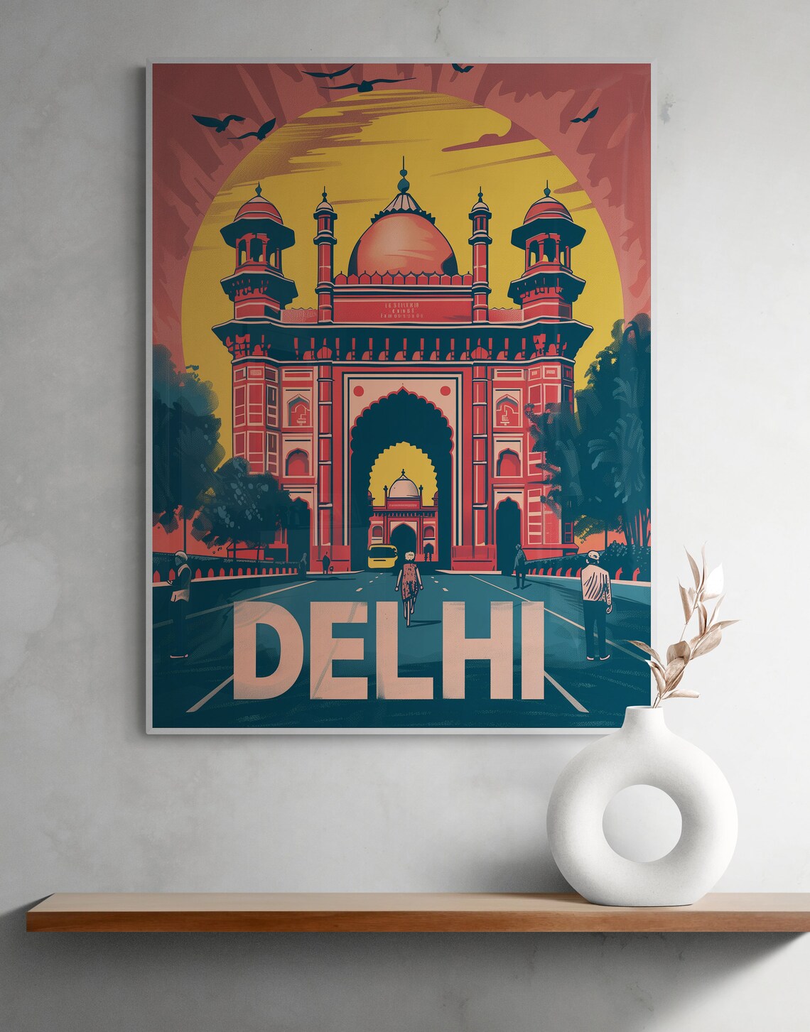 Delhi India Gate Grand Red Sandstone Arch Retro Travel Poster - Image 3