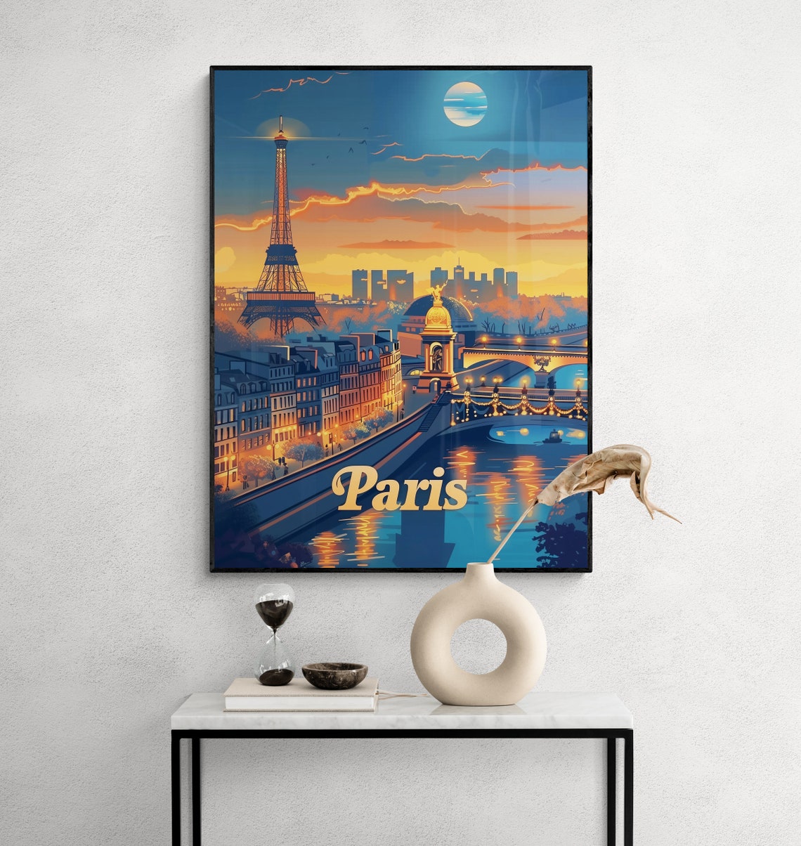 Paris Eiffel Tower Dusk Seine River Romantic City Lights Poster - Image 5