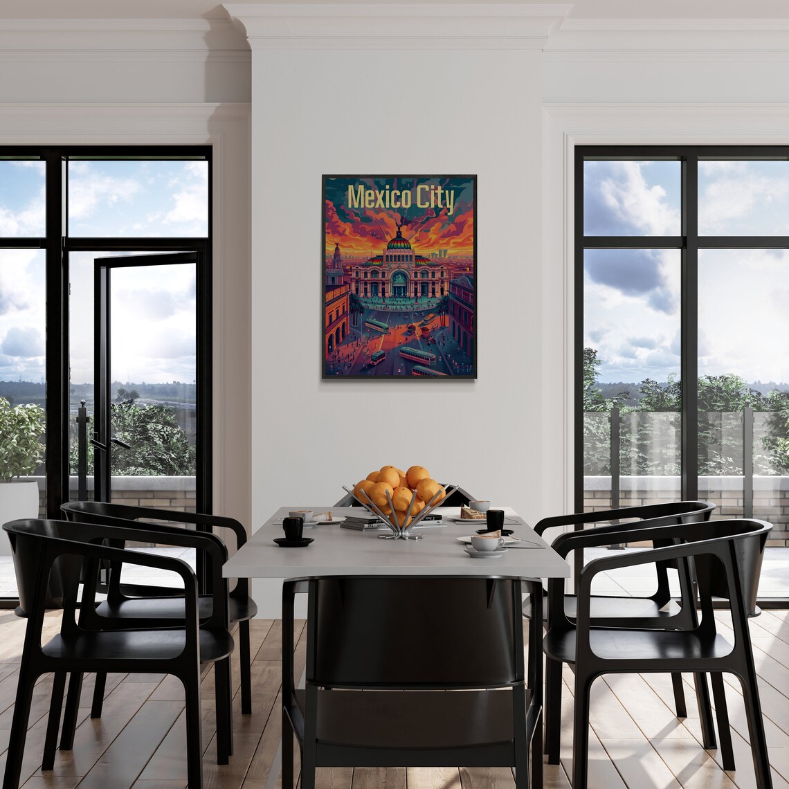 Mexico City Palacio Bellas Artes Sunset Colorful Travel Poster - Image 3