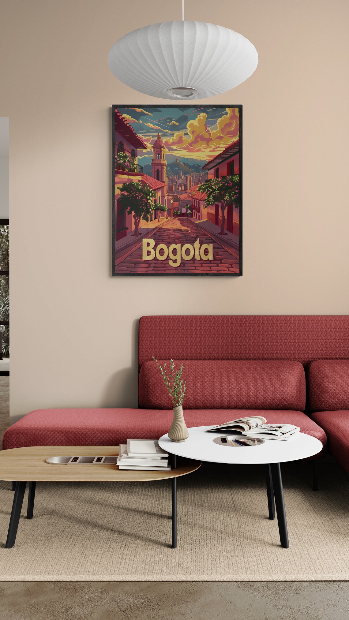 Bogota Colonial Street Church Sunset Monserrate Colombia Travel Poster - Image 3