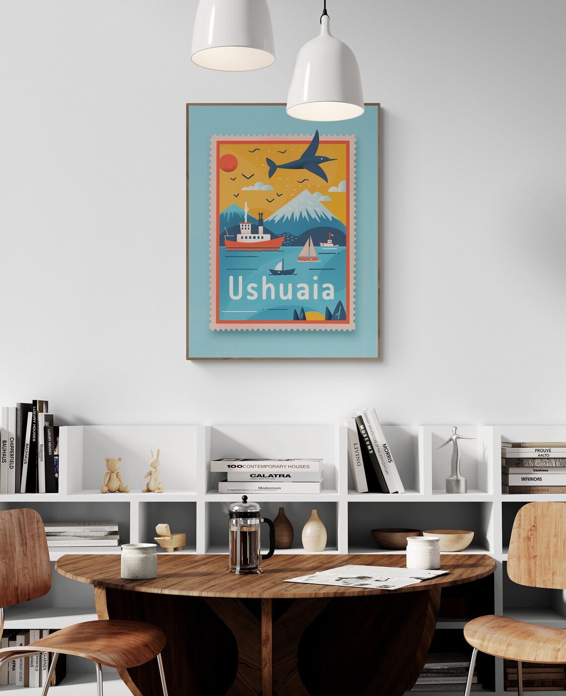 Ushuaia Argentina Ships Mountain Retro Stamp Travel Art Poster - Image 5