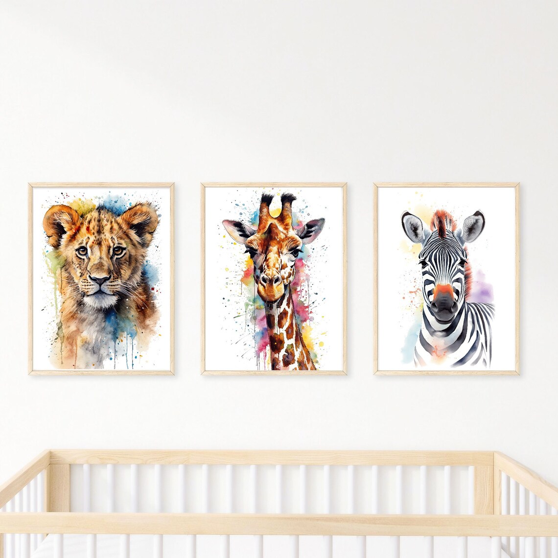 Safari Nursery Art Bundle, Watercolor Animal Illustrations
