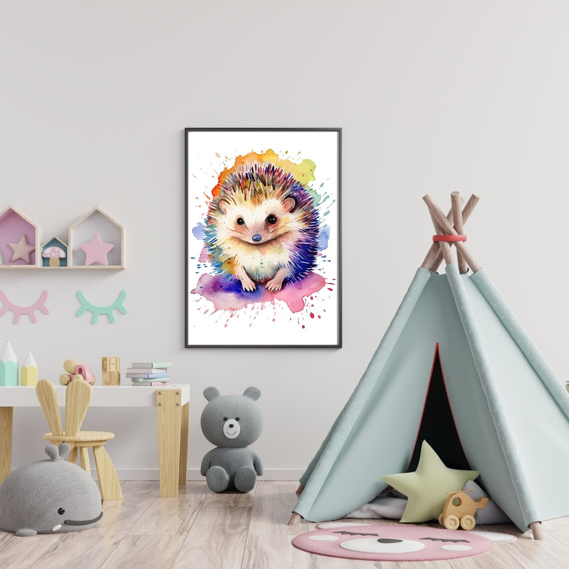 Nursery Animal Art Bundle, Watercolor Wildlife Illustrations